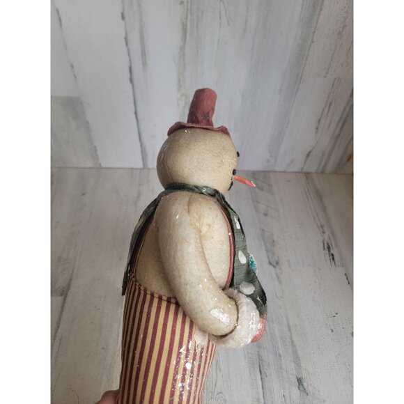 Bethany Lowe plush snowman wreath stripped pants xmas figure - Picture 5 of 9